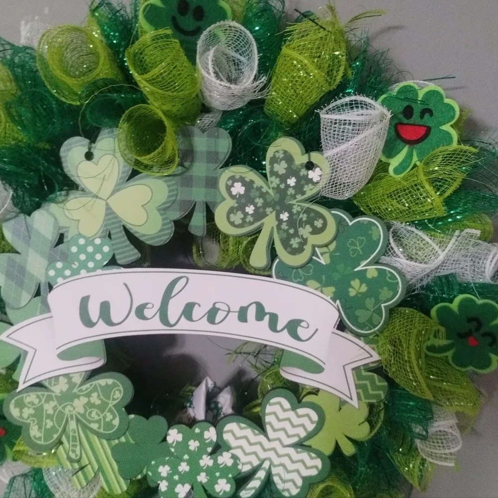 St Patrick's Day Mesh Wreath